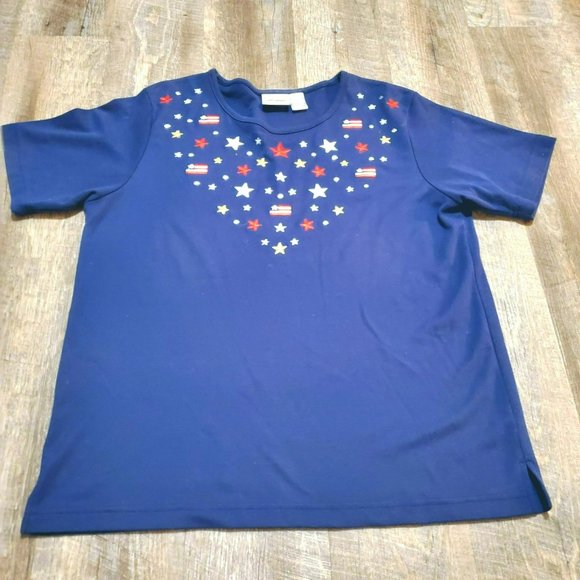 Women's Jason Maxwell Navy/Blue American Flag/Stars Decorations Size XL - Picture 1 of 4